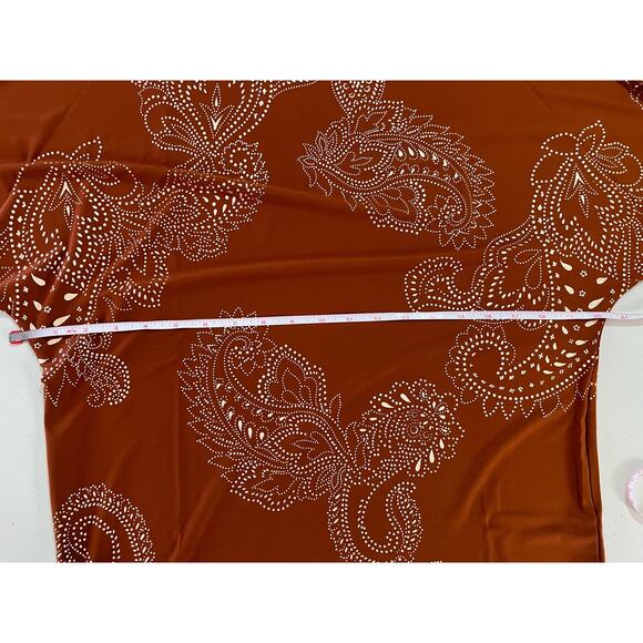 Susan Graver Regular Foil-Printed Liquid Knit Tunic SPICE NWOT SIZE XXS - Picture 5 of 6